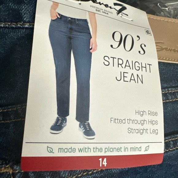 Seven7 Women's 90's Straight Jean Size 14 Dark Wash - Picture 7 of 7